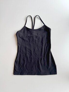 LULULEMON Power Y Black Luon Long Racerback Tank, Size 8